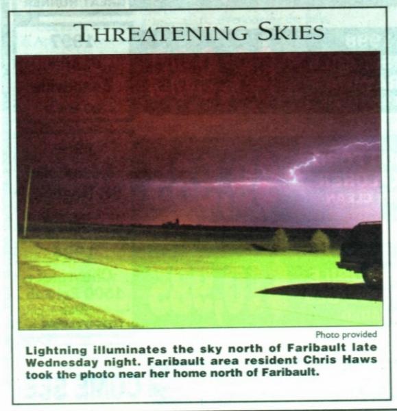 Front page (bottom left) of Faribault Daily News, Aug. 5, 2005