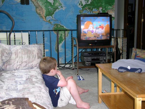 I could bang cymbals and not get this boy's attention right now ("Max and Ruby" is on tv).