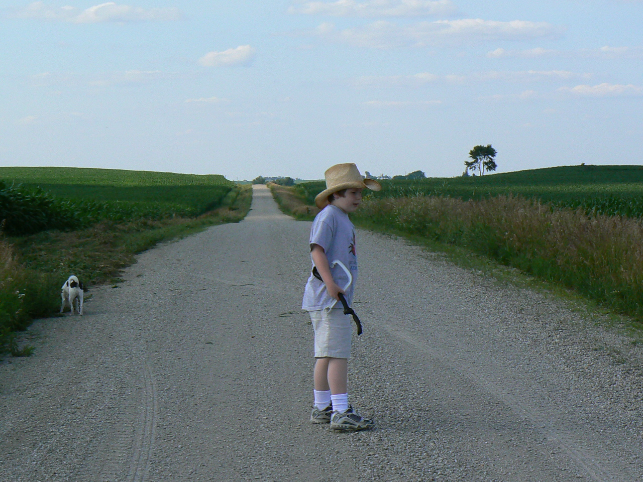 Tom and I went for a walk down the road.